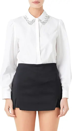 Endless Rose Rhinestone Embellished Button-Up Shirt | Nordstrom | Nordstrom