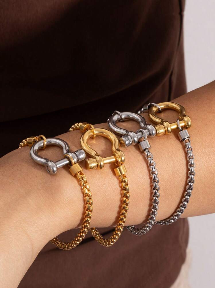 316L Stainless Steel Asymmetric Bracelets For Women Couples Personalized Creative Fashion Waterproof Party Jewelry Gifts, Ladies' Daily Party Accessories, Fashionable Jewelry, Best Friend Gifts | SHEIN USA | SHEIN