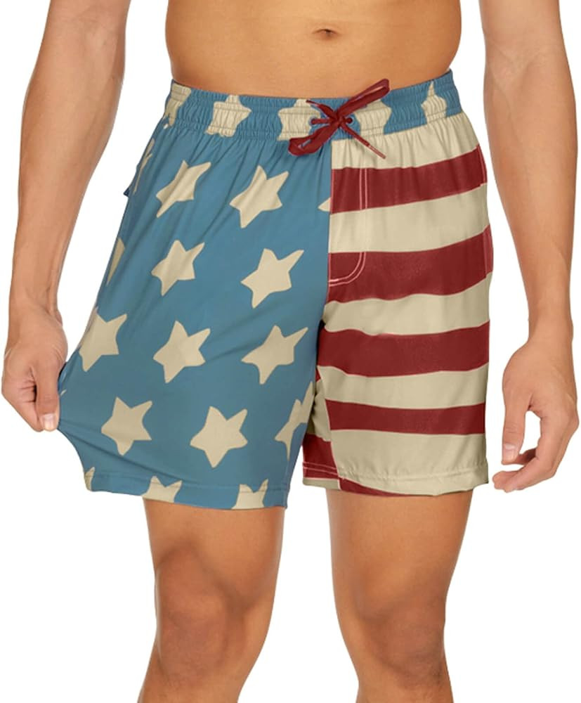 Tipsy Elves Men’s Patriotic Swim Trunks - Men’s American Flag Swimming Trunks 7 Inch Inseam -... | Amazon (US)