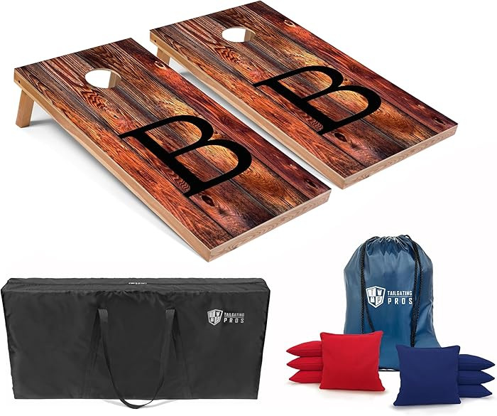 Tailgating Pros Monogrammed Red Cornhole Boards w/Ring Lights - 4'x2' Lightweight Cornhole Game- ... | Amazon (US)