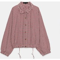 Zara - Plaid Jacket - Ecru / Maroon - Xl - Woman | Zara US