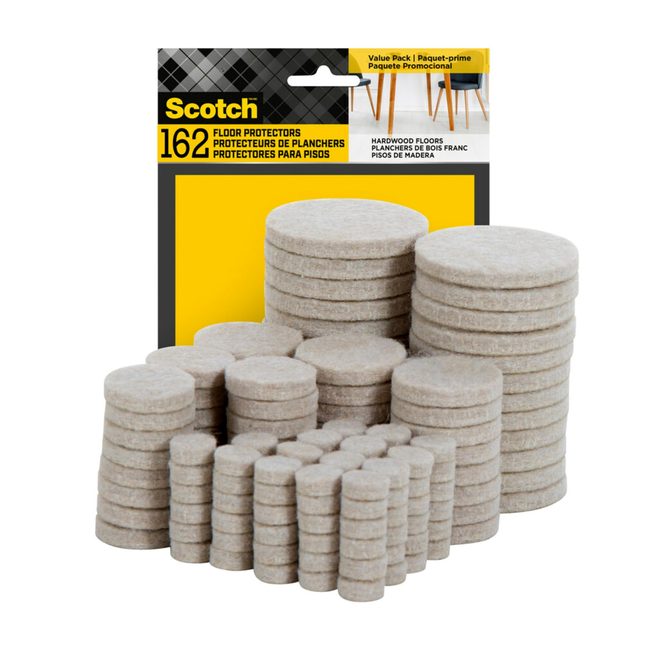 Scotch Felt Pads 162 PCS Beige, Felt Furniture Pads for Protecting Hardwood Floors, Round, Assort... | Amazon (US)