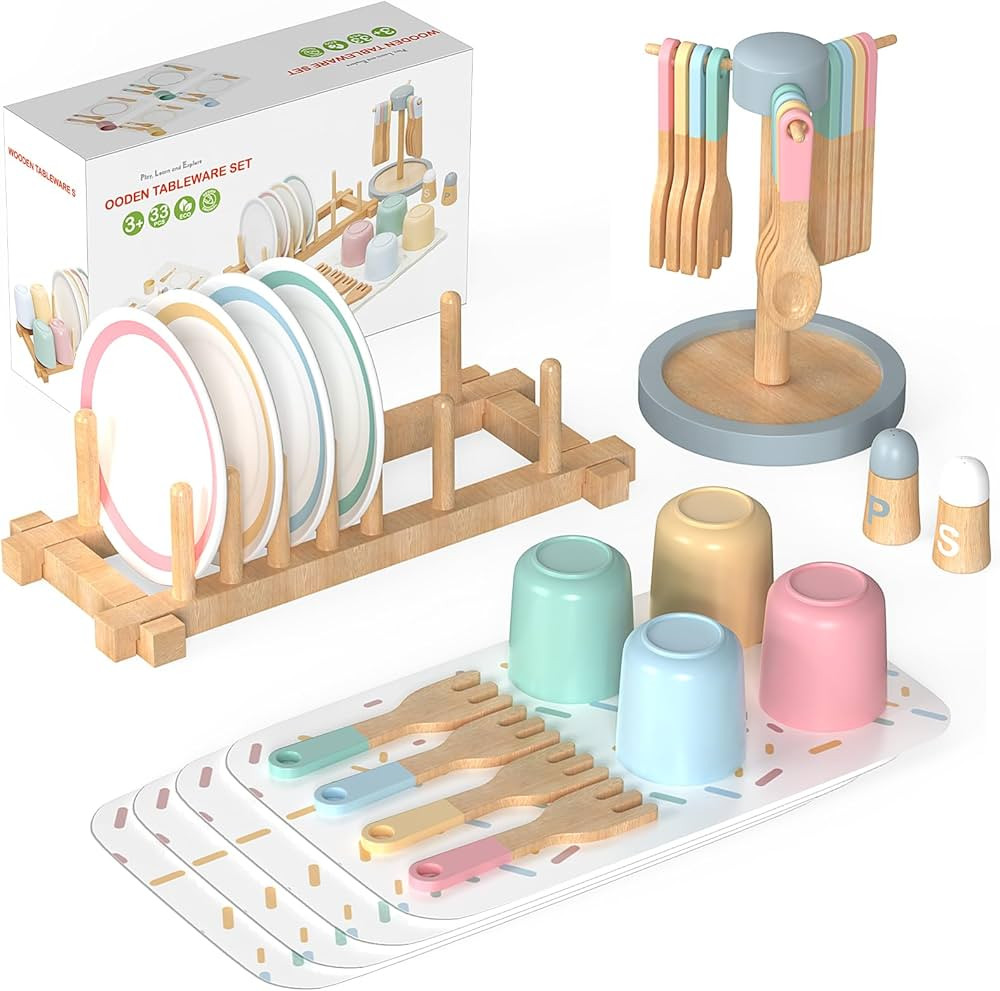 IIFONII 33PCS Kids Kitchen playset Wooden Kitchen Set for Girls and Boys, Montessori Toys for 1-6... | Amazon (US)
