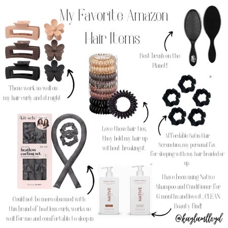 My absolute favorite Amazon hair finds! They are all VERY AFFORDABLE and I use the daily/weekly! You can never have enough neutral hair clips, and I think the flower ones are so cute! Wet brushes are my go to… I have hair extensions and they gently remove all knots and do not damage my hair wet or dry! I love sleeping in satin scrunchies if I braid my hair or have it pulled back, they do not damage my ends! I love these Heatless curls, they work SO well, I use them completely dry at night and just sleep on them 7-8 hours! I have been using the Native Brand shampoo and conditioner and love it. It leaves my hair smelling great and is a clean product! I hope you like these if you try them ❤️ 

#LTKFind #LTKbeauty #LTKunder50