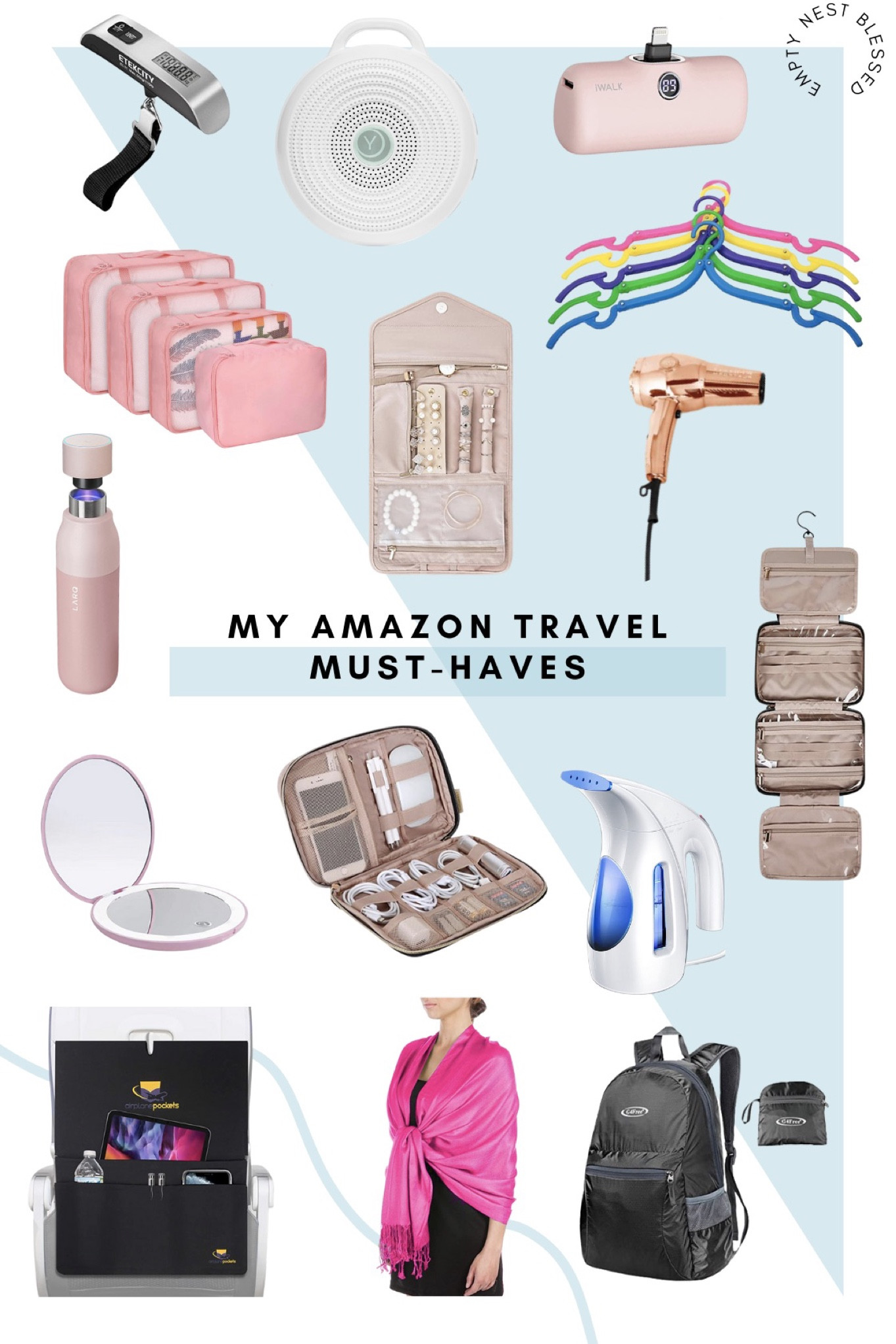 Amazon travel Essentials, travel must haves, pashmina, travel sop
Kit, travel blow dryer, travel jewelry case, packing cubes, travel hangers, travel accessories 

Amazon has everything you need for travel organization and packing organization. Click through below for details!

#LTKtravel #LTKbeauty #LTKunder50