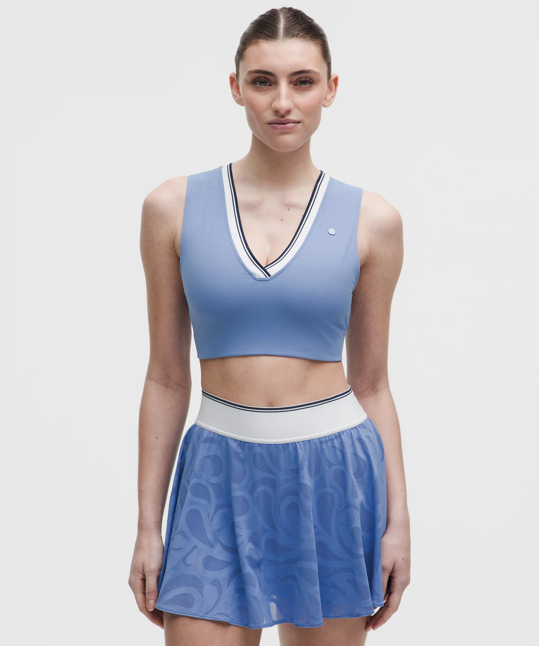 Paisley Mesh-Back V-Neck Longline Tennis Bra | Lululemon (US)