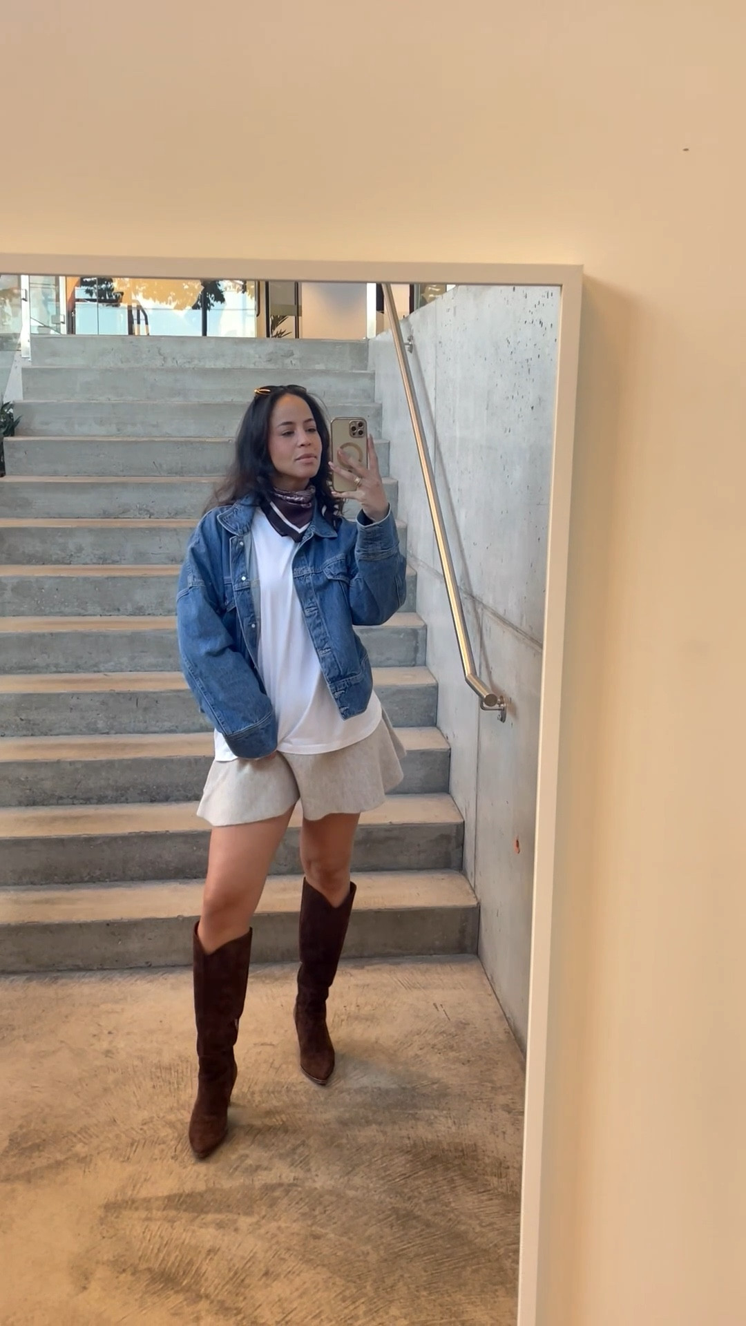 Adding a satin scarf makes any look feel that much more put together 