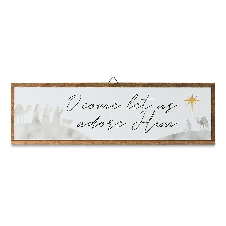 White O Come Let Us Adore Him Nativity Sign, 7.25 in x 24 in, by Holiday Time - Walmart.com | Walmart (US)