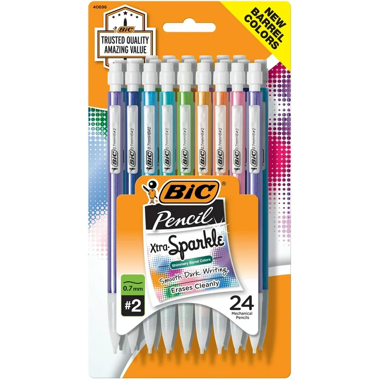BIC Xtra Sparkle Mechanical Pencil, 0.7 mm, 24 Count - Walmart.com | Walmart (US)
