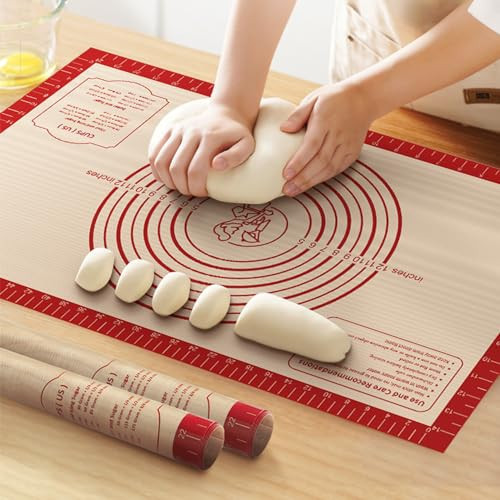 Silicone Baking Mat, Reusable Silicone Dough Mat, Non-Stick Pastry Mat, Heat Resistant Silicone Mat for Baking Cookies, Cake, Bread, Chocolate, Pizza, Crust, Pie Oven Mat, Easy to Clean | Amazon (US)