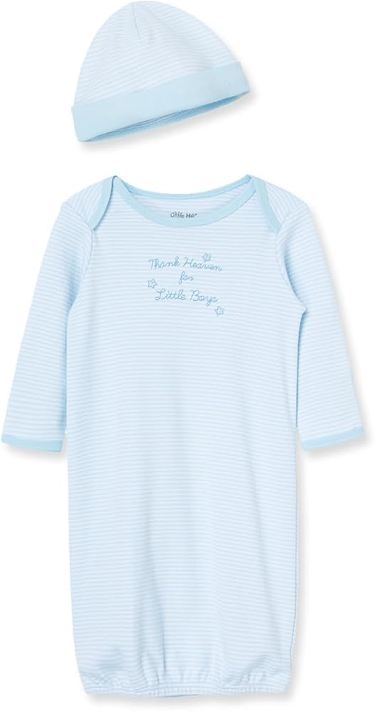 Little Me Clothes for Baby Boys' 2-Piece Nightgown and Cap Set 100% Cotton with Elastic Bottom, B... | Amazon (US)