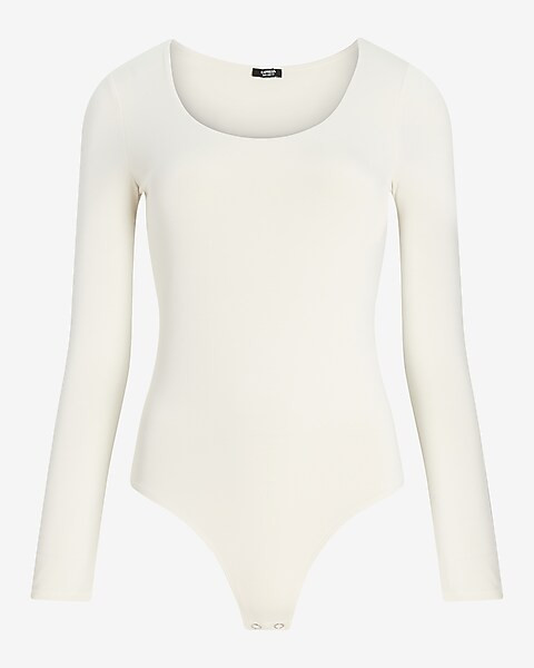 Body Contour Scoop Neck Double Layer Thong Bodysuit | Express