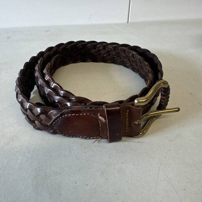 VTG Cole Haan Belt Men 36 Bourbon Brown Woven Braided Brass Wrap Buckle England | eBay US