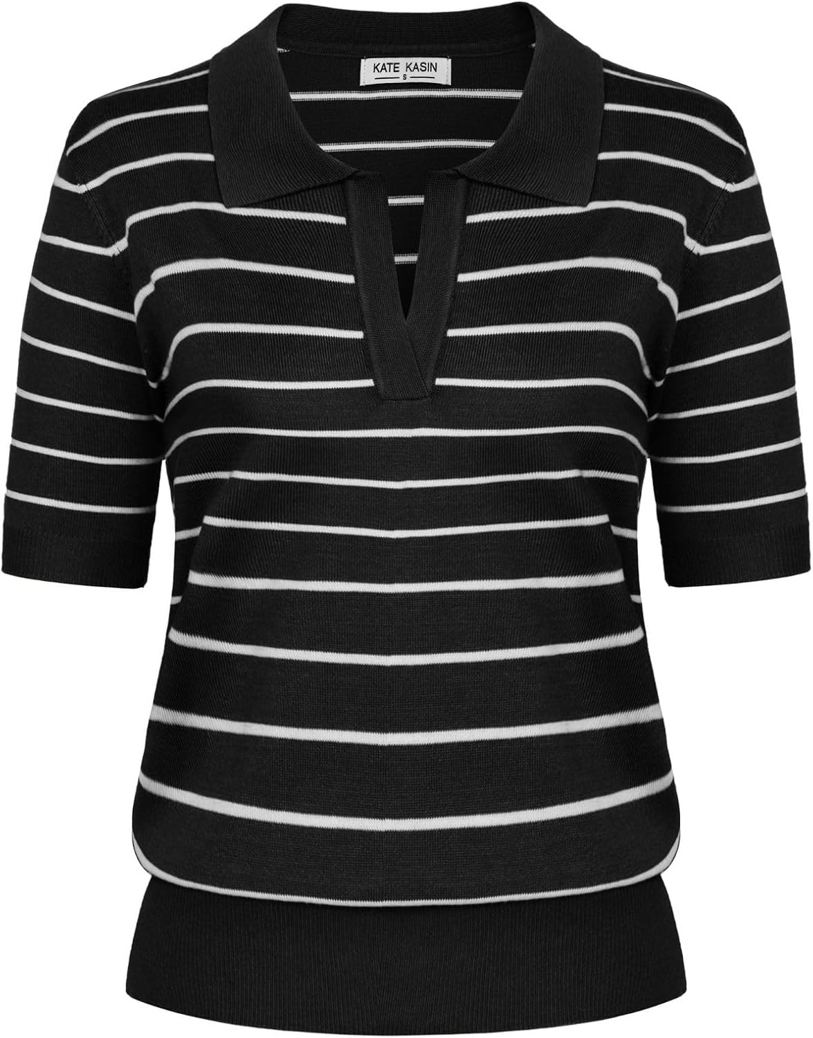 Women's Short Sleeve Classic V Neck Collared Casual Polo Sweater Tops | Amazon (US)