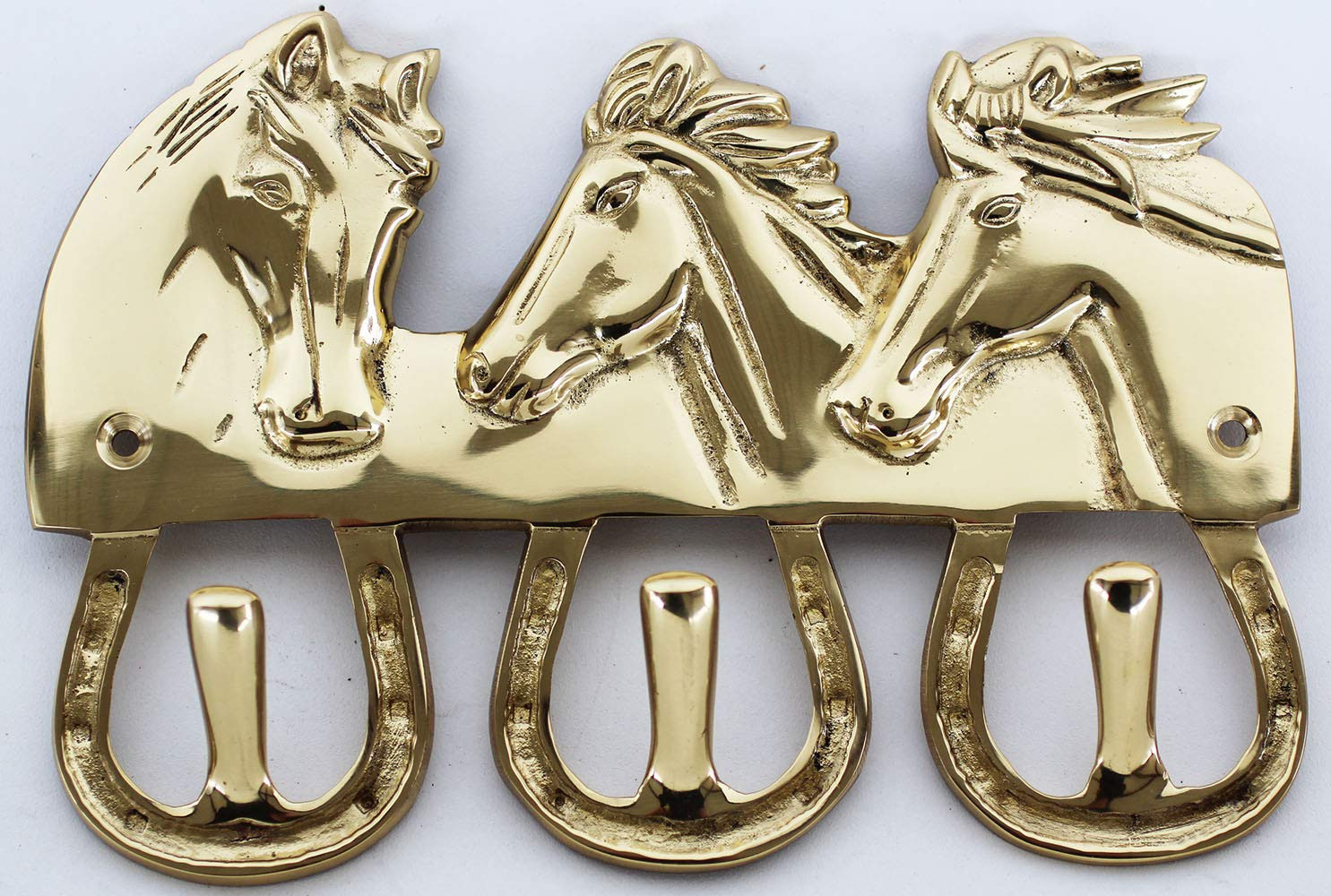 CHALLENGER Horse Equestrian Home Decor Wall 3-Hook Rack in Solid Brass 6743BR | Amazon (US)