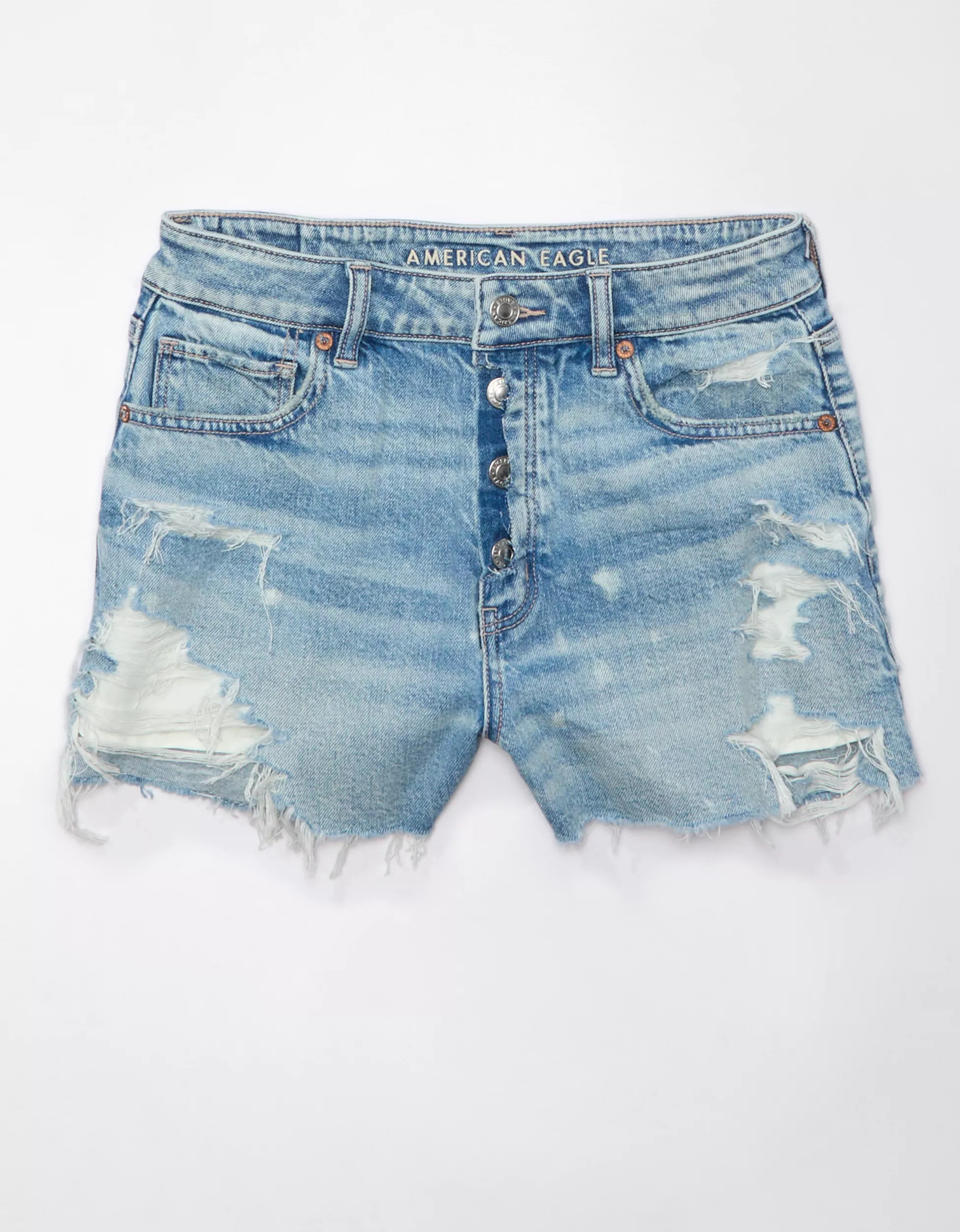 AE Strigid Mom Ripped Denim Short | American Eagle Outfitters (US & CA)