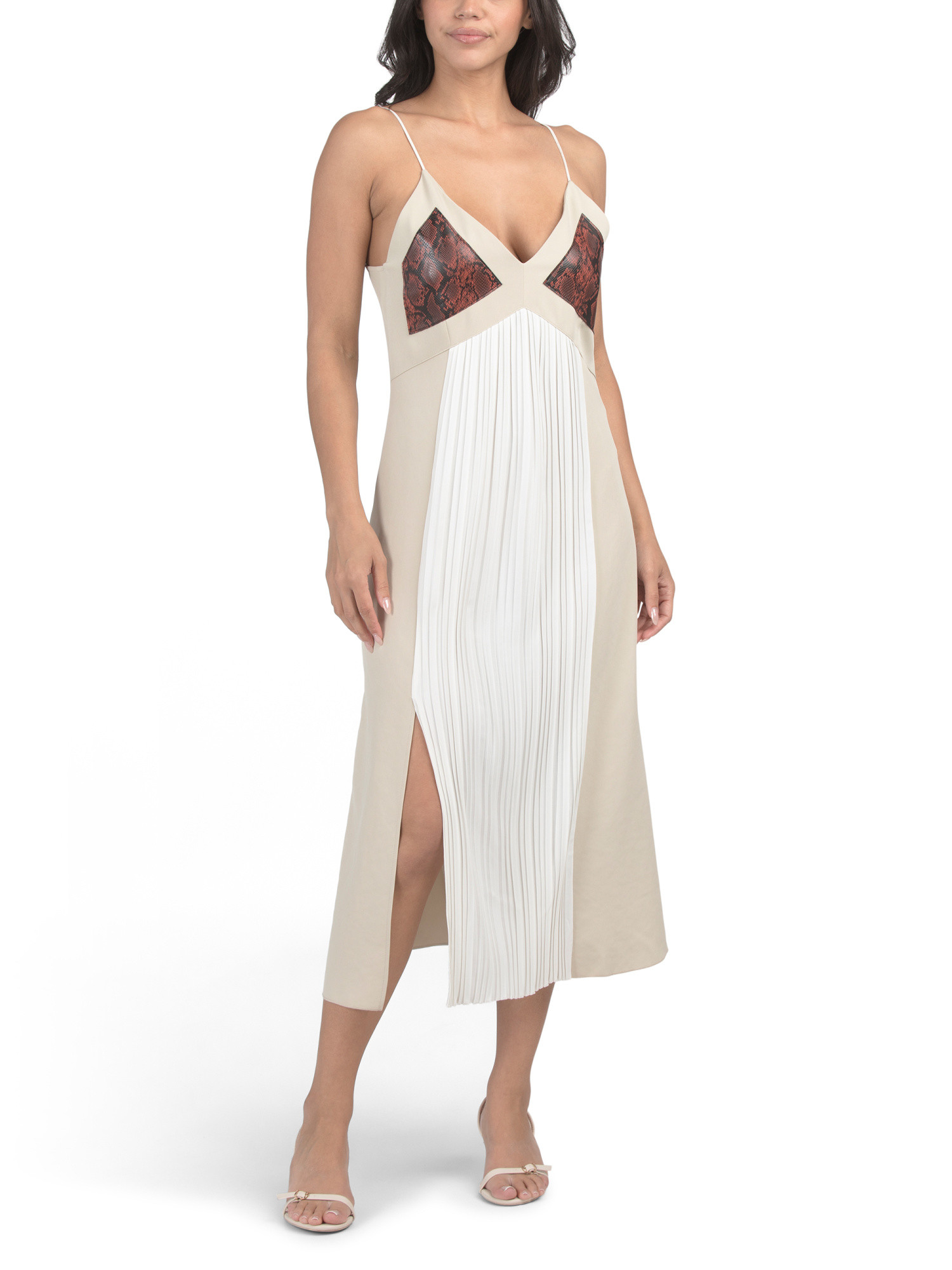 Spaghetti Strap Midi Dress With Faux Snakeskin Details | Juniors | Marshalls | Marshalls