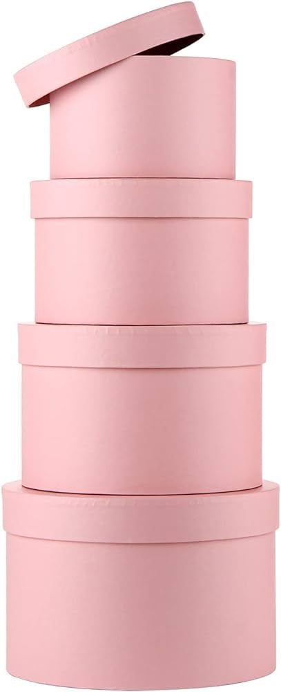 Round Gift Boxes with Lids Flower Boxes for Arrangements Pink Round Boxes Set of 4 Nesting Gift B... | Amazon (US)