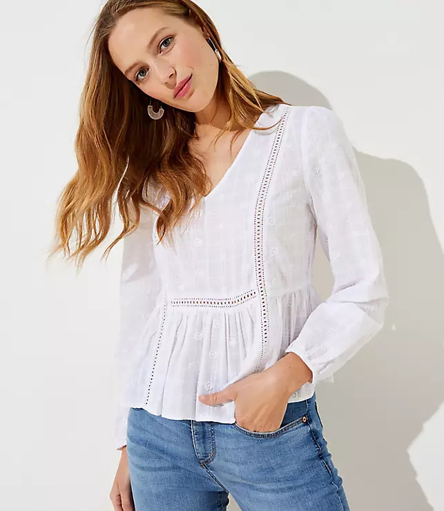 Floral Embroidered Peplum Blouse | LOFT | LOFT