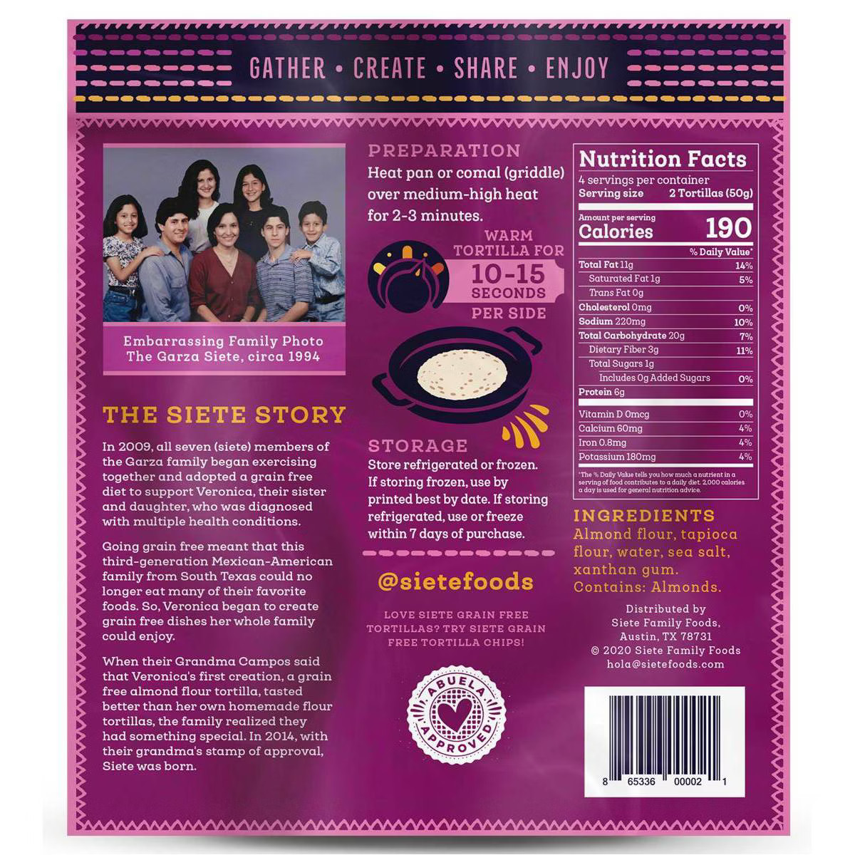 Siete Frozen Almond Flour Tortilla - 7oz/8ct | Target