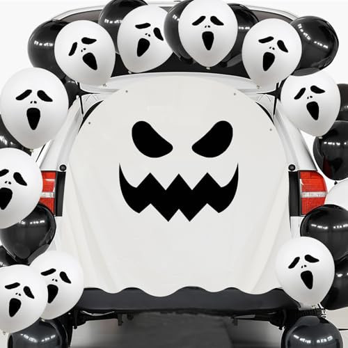 Trunk or Treat Car Decorations Kit for SUV, Ghost Trunk or Treat Decorations with Balloons for Halloween Car Decorations, Outdoor Halloween Garage Door Decorations (Ghost Balloons) | Amazon (US)