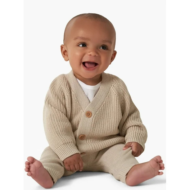 Modern Moments by Gerber Baby Boy or Girl Unisex Knit Cardigan Sweater & Jogger Outfit Set, 2 Pie... | Walmart (US)