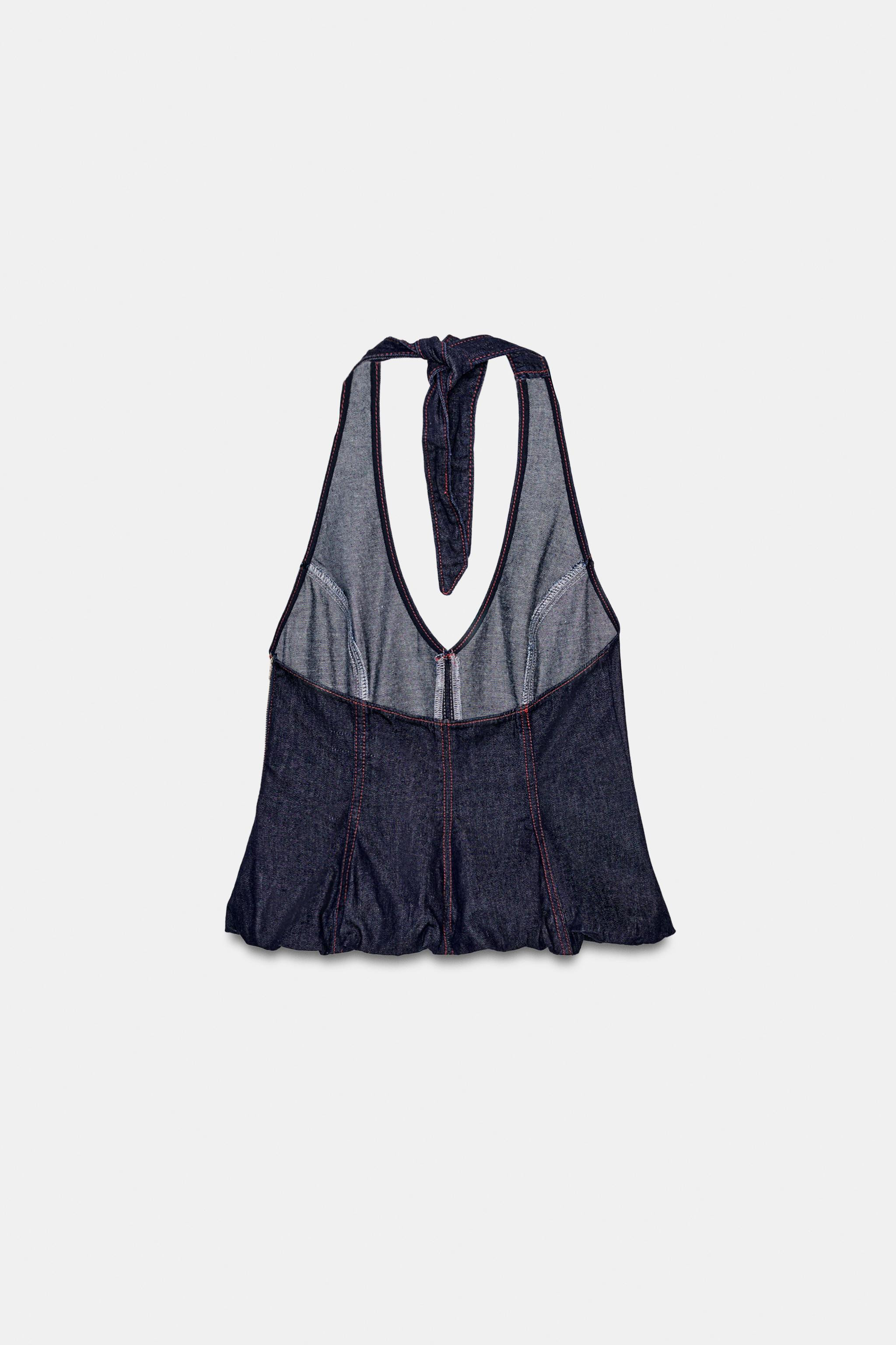 Z1975 HALTER DENIM BALLOON TOP | Zara US