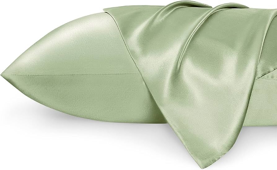 Bedsure Satin Pillowcase for Hair and Skin Queen - Sage Green Silky Pillowcase 20x30 Inches - Satin Pillow Cases Set of 2 with Envelope Closure, Similar to Silk Pillow Cases, Gifts for Women Men | Amazon (US)
