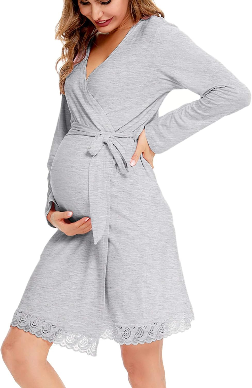 SWOMOG Women's Maternity Nursing Robe Pregnancy Hospital Breastfeeding Bathrobes 3 in 1 Labor Del... | Amazon (US)