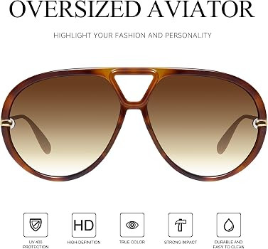 mosanana Trendy Oversized Aviator Sunglasses for Women Retro Style MS52478 | Amazon (US)