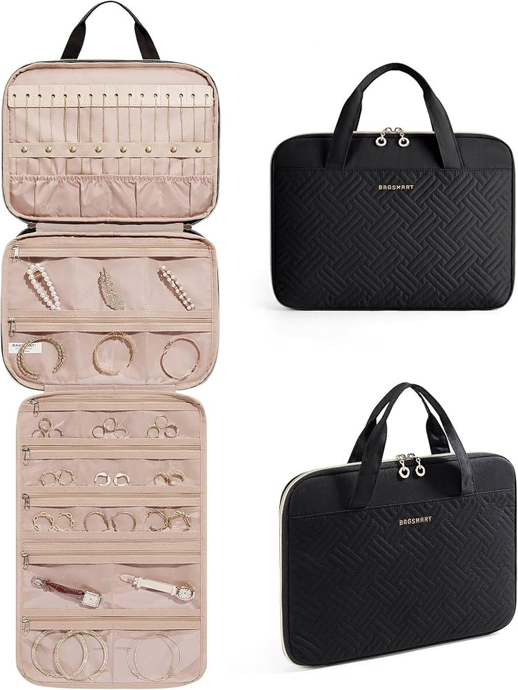 BAGSMART Travel Jewelry Organizer Case Portable Jewelry Roll Bag Tangle-free Necklace Storage, Fo... | Amazon (US)