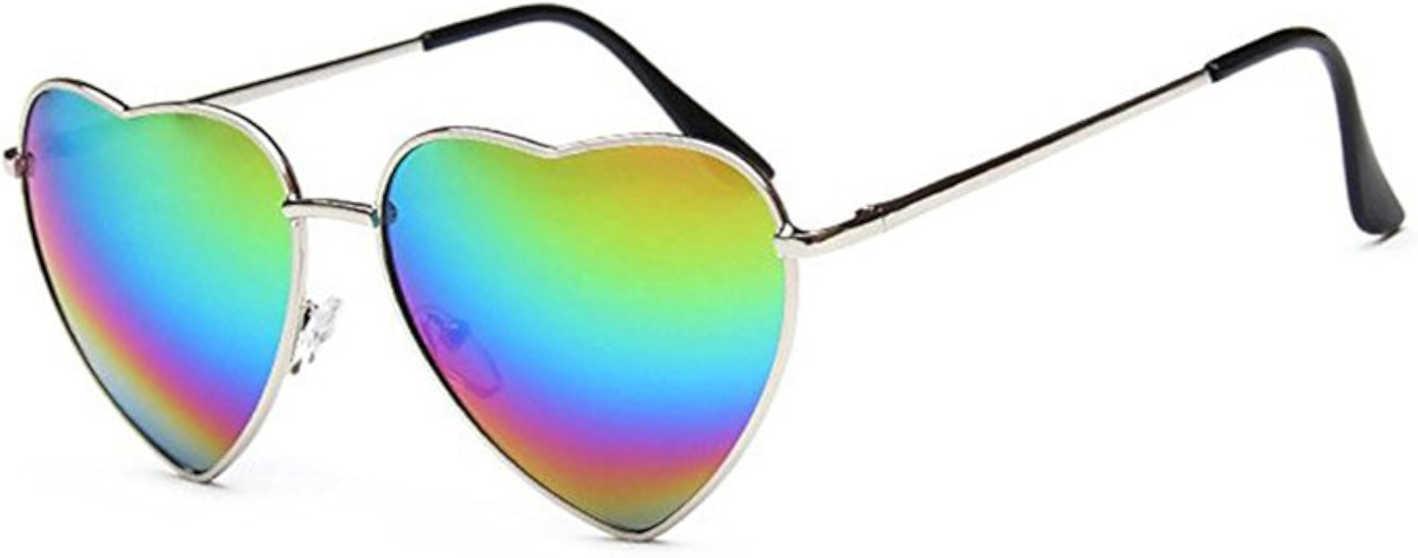 Meyison Heart Sunglasses Thin Metal Frame Hippie Lovely Aviator Style Eyewear | Amazon (US)