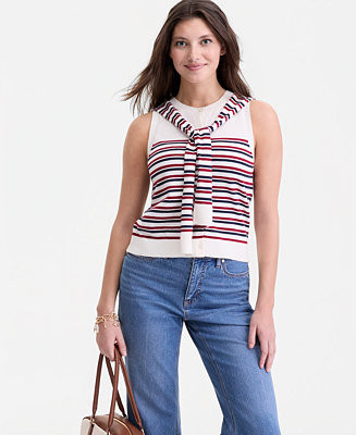 Women's Tie-Neck Sleeveless Sweater, Macy's Exclusive | Macy's