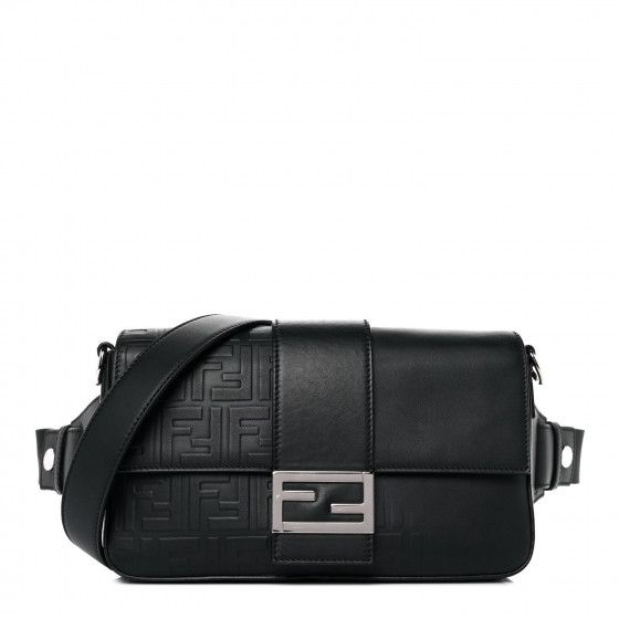 FENDI Vitello Grace FF Gradient Embossed Belt Baguette Bag Black | FASHIONPHILE (US)