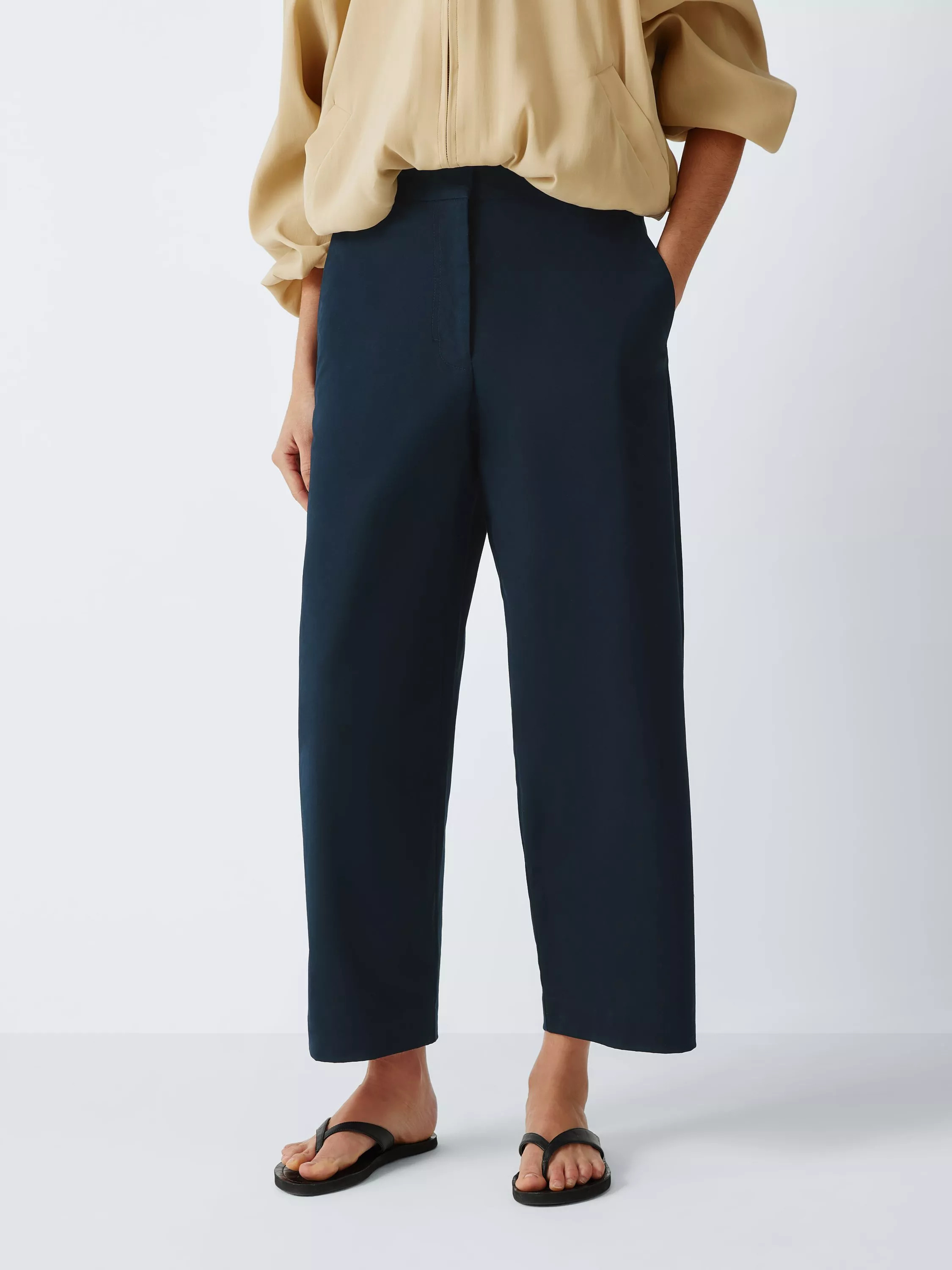 John Lewis Barrel Leg Cotton Blend Chinos | John Lewis (UK)