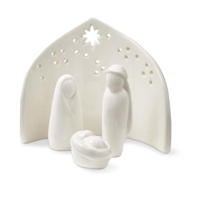 tag Ceramic Nativity Scene - Decorative Holiday Decor, Christmas Accessories, White, 5"L x 2"W x 4"H, Easy Dust Clean | Target