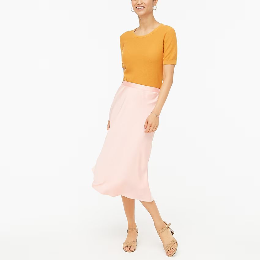 Satin-back crepe A-line midi skirt | J.Crew Factory