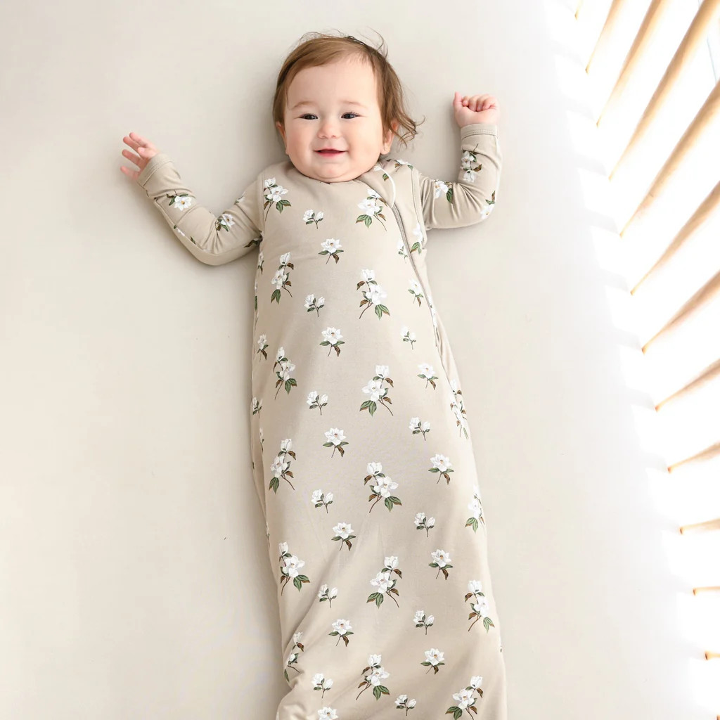 Sleep Bag in Small Khaki Magnolia 1.0 | Kyte Baby