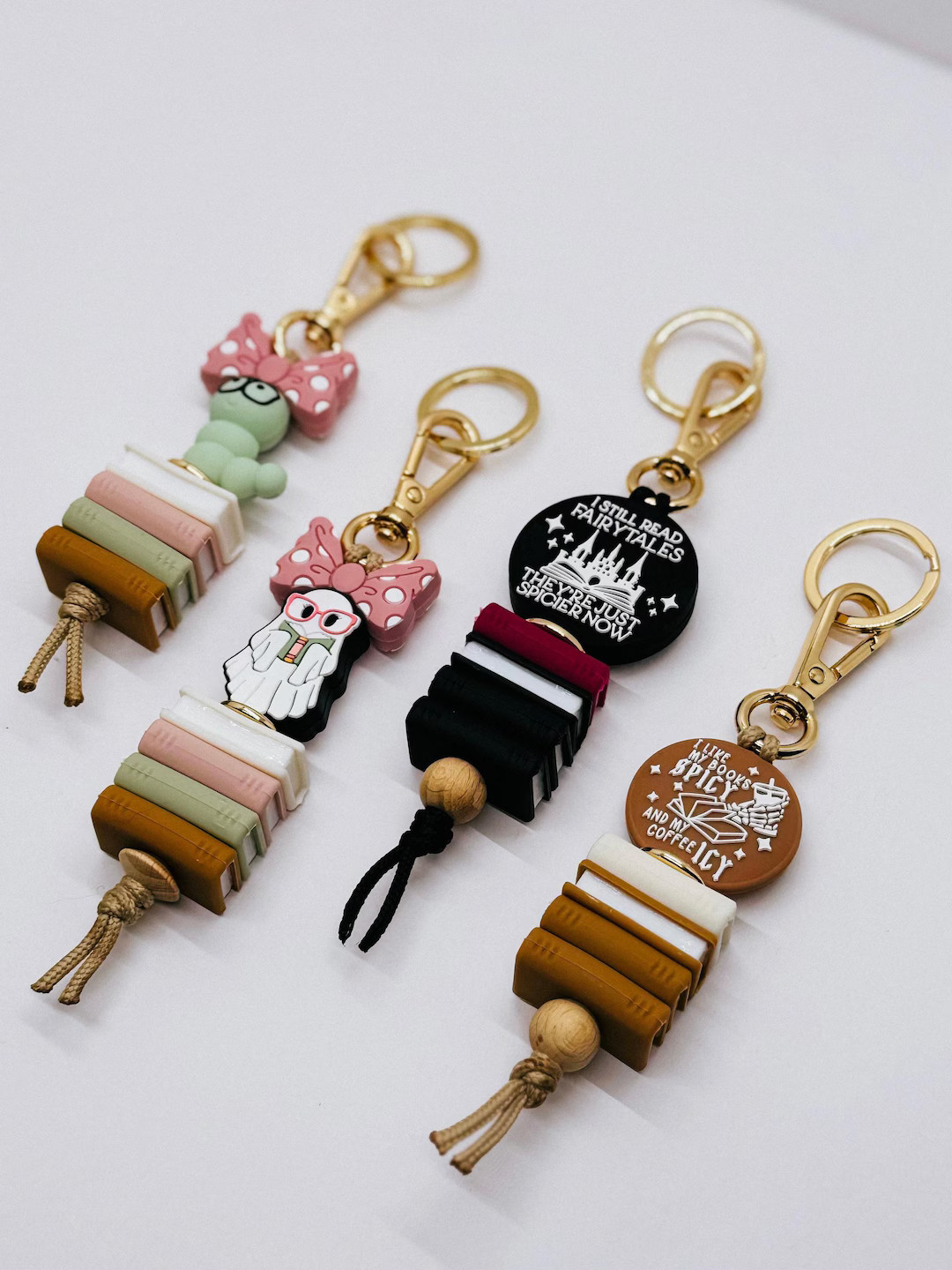 Book Lover Keychain: Silicone Bead Bookworm Gift - Etsy | Etsy (US)