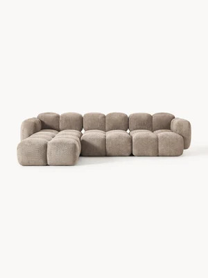 Modular Teddy-Bouclé Sofa Tayla (4-seater) with Ottoman (left/right) | Westwing UK
