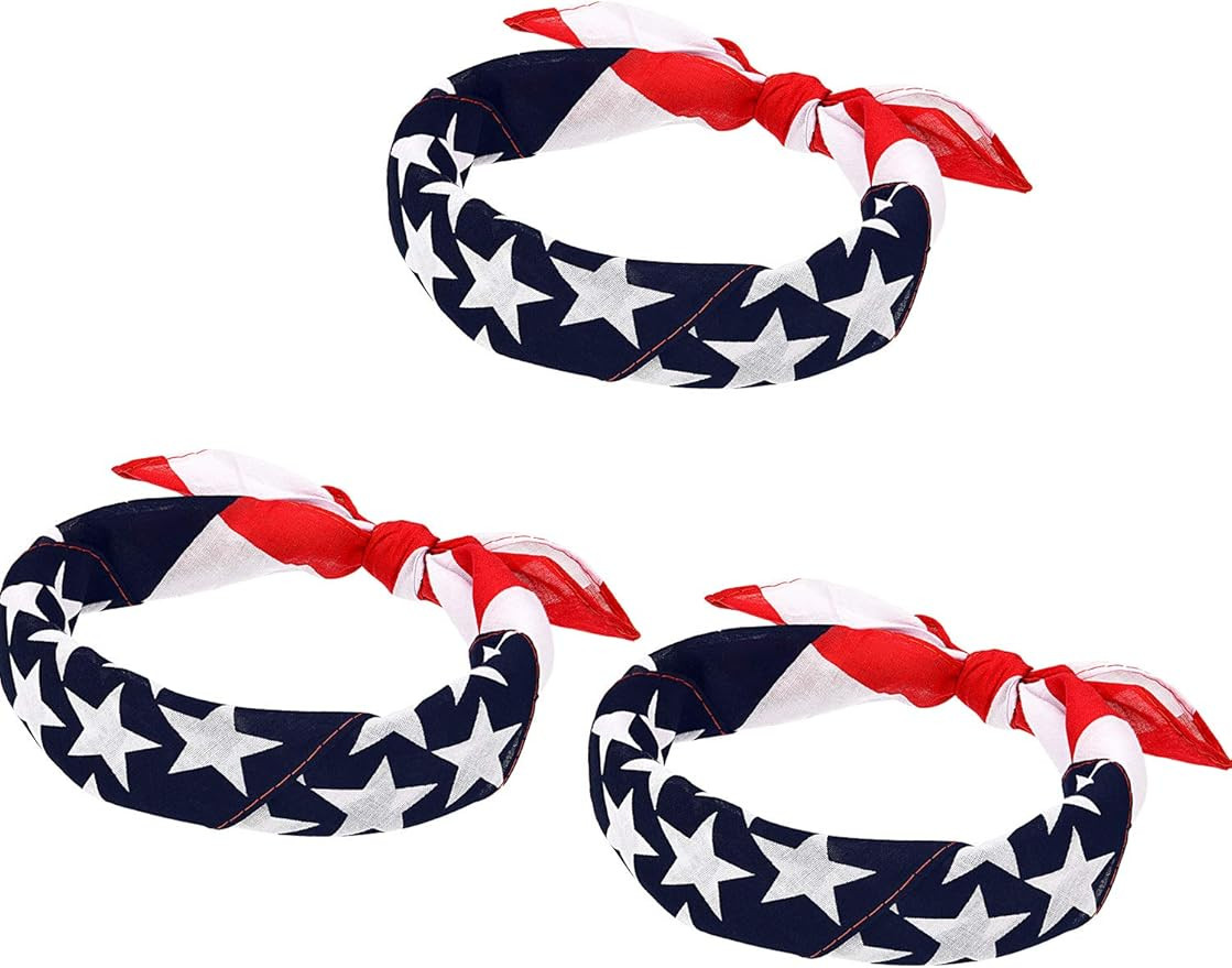 Maxdot American Flag Bandanas USA Flag Headband Kerchief Unisex Cowboy Bandanas Patriotic Accesso... | Amazon (US)