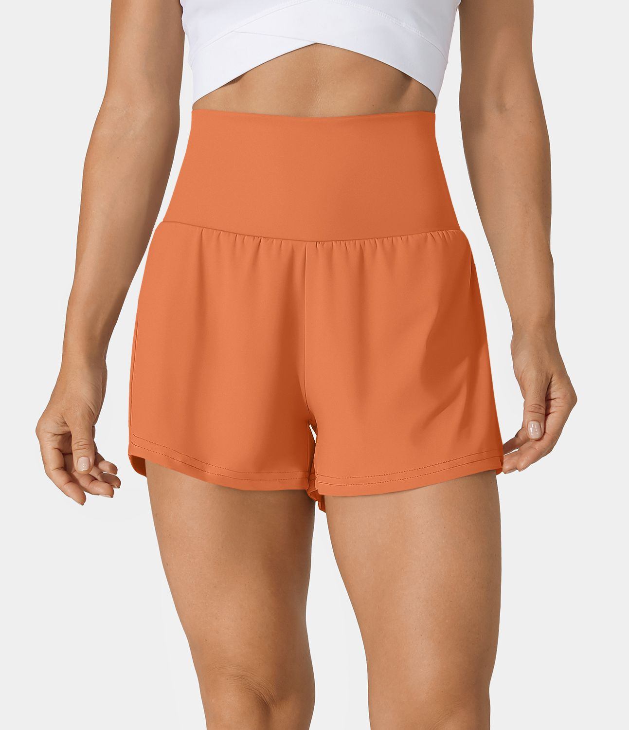 Women’s Super High Waisted Back Pocket & Side Hidden Pocket 2-in-1 Yoga Shorts 2.5" - Halara | HALARA