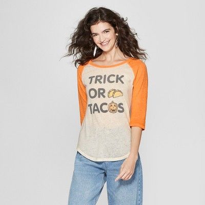 Women's Trick or Tacos Raglan Graphic T-Shirt - Zoe+Liv (Juniors') White | Target