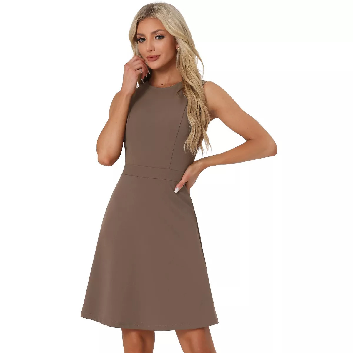 INSPIRE CHIC Women's Work Round Neck Sleeveless Fit and Flare Dresses | Target