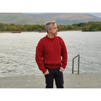 Traditional Aran Sweater - 100% Pure New Wool Red Chunky & Heavy Proper Irish Made in Ireland Ready For Shipping | Etsy (US)