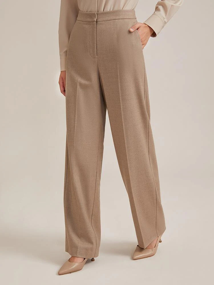 Worsted Wool Wide Leg Women Pants | GoeliaGlobal