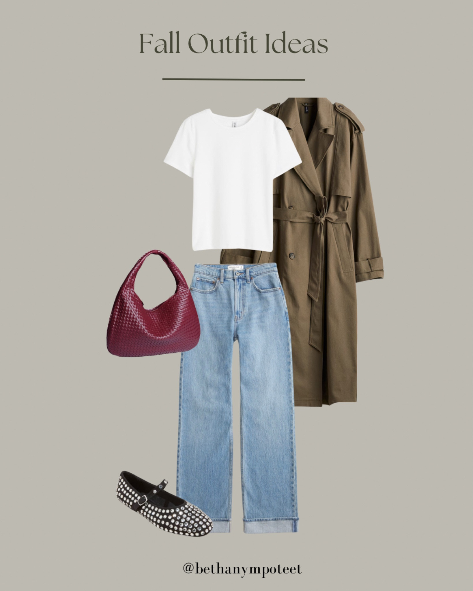 A simple fall go-to combo! White tee, trench, and gold jewelry! 

#LTKstyletip #LTKshoecrush #LTKfindsunder50