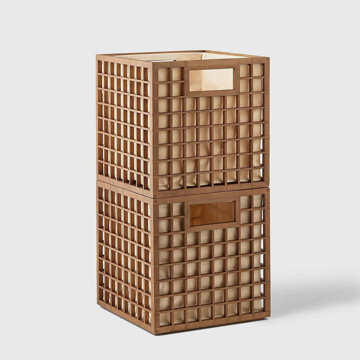 Marie Kondo Kocha Brown Shoji Handled Cube with Liner | The Container Store
