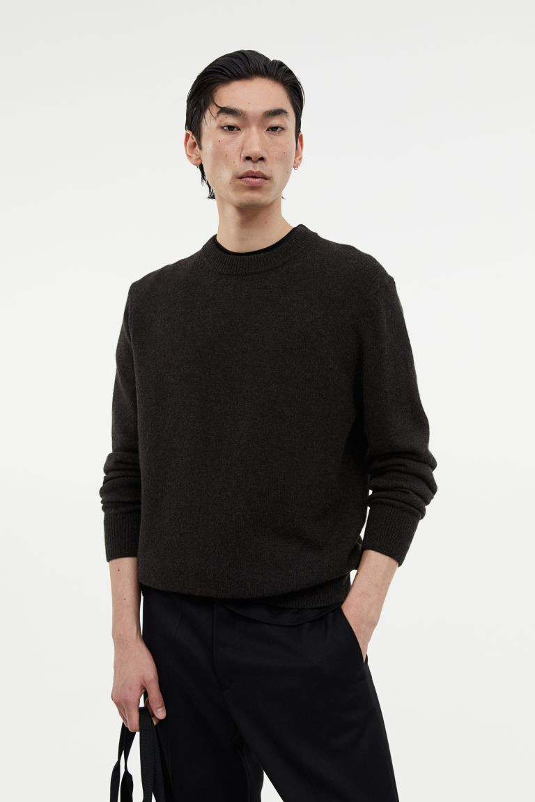 Regular Fit Wool Sweater - Dark brown - Men | H&M US | H&M (US + CA)
