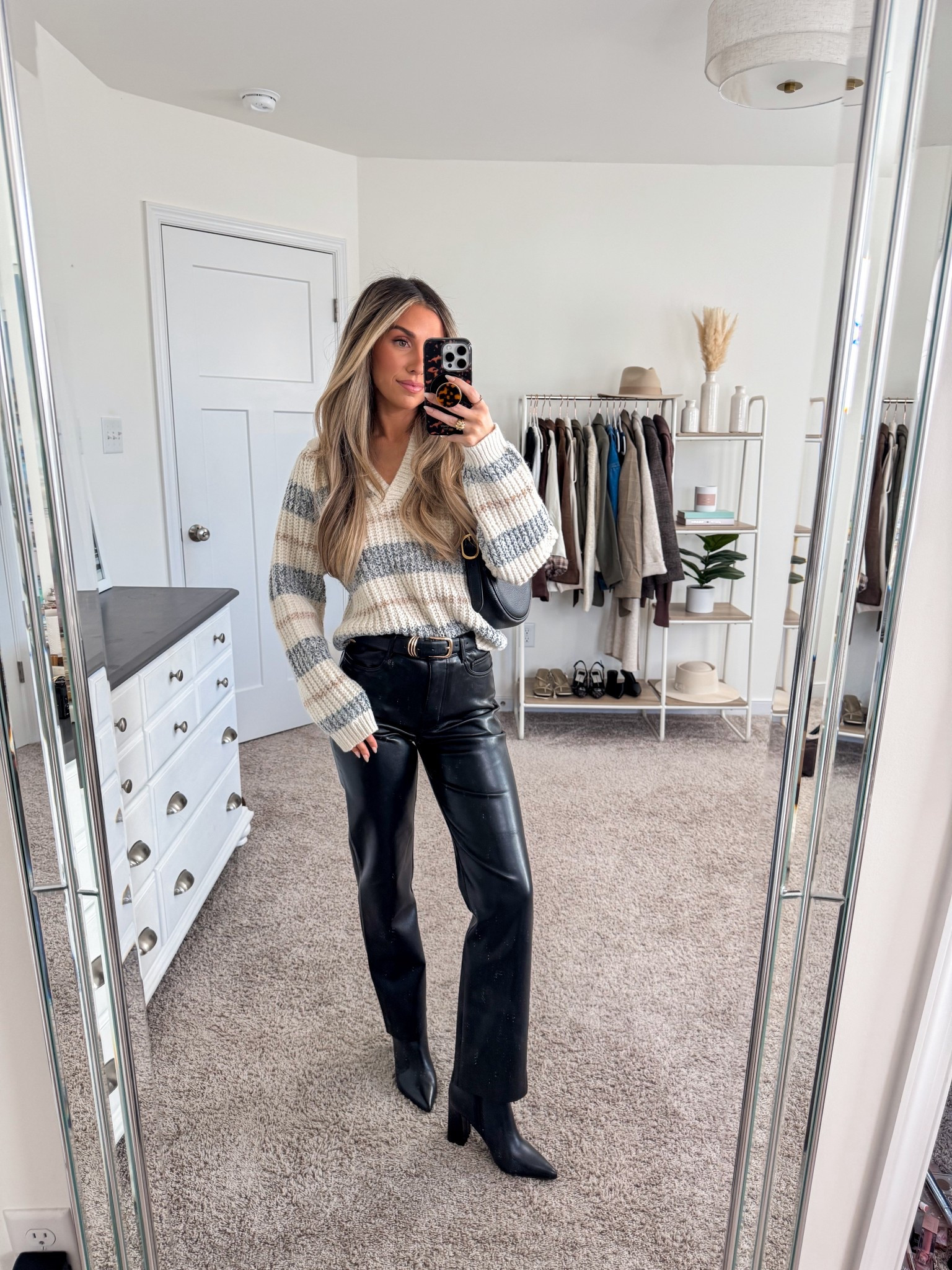 Elevated casual fall & winter outfit 
+ target sweater: medium 
+ belt: xs/s
+ faux leather pants: 24 
+ boots: true to size & linking similar 

Target style 
Target fashion
aritzia faux leather pants 
Date night outfit Holiday shopping
Cozy date night outfit 
Holiday style 


#LTKFindsUnder100 #LTKHoliday #LTKootd